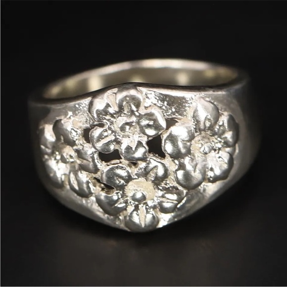 Sterling Silver - NF CHAPAL ZENRAY Flower Tapered Ring Size 7 - 5.5g - Picture 2 of 5
